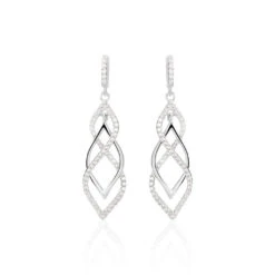 Boucles D'oreilles Pendantes Malika Argent Blanc Oxyde De Zirconium
