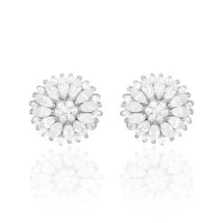 Boucles D'oreilles Puces Hyelana Argent Blanc Oxyde De Zirconium