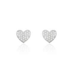 Boucles D'oreilles Puces Esperanza Argent Blanc Oxyde De Zirconium