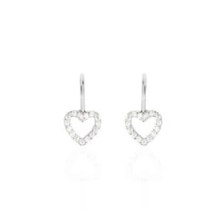 Boucles D'oreilles Pendantes Elisene Argent Blanc Oxyde De Zirconium