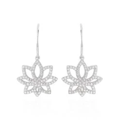 Boucles D'oreilles Pendantes Kahena Argent Blanc Oxyde De Zirconium