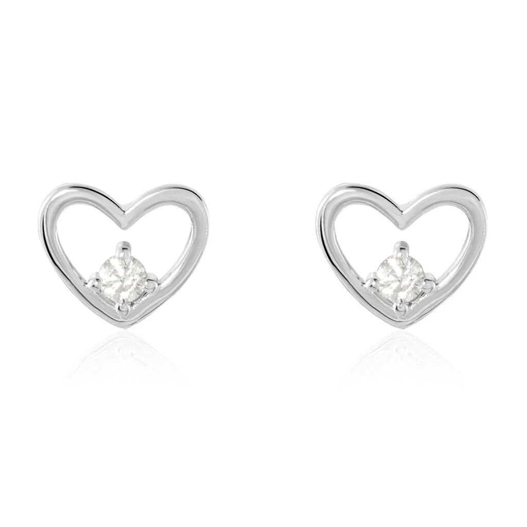 Boucles D'oreilles Puces Argent Blanc Sabino Oxydes De Zirconium