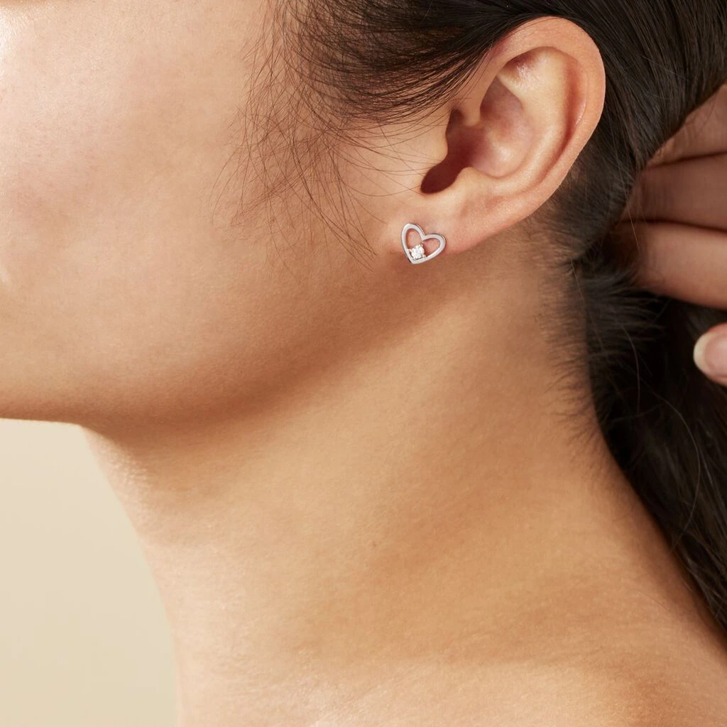 Boucles D'oreilles Puces Argent Blanc Sabino Oxydes De Zirconium – Image 4