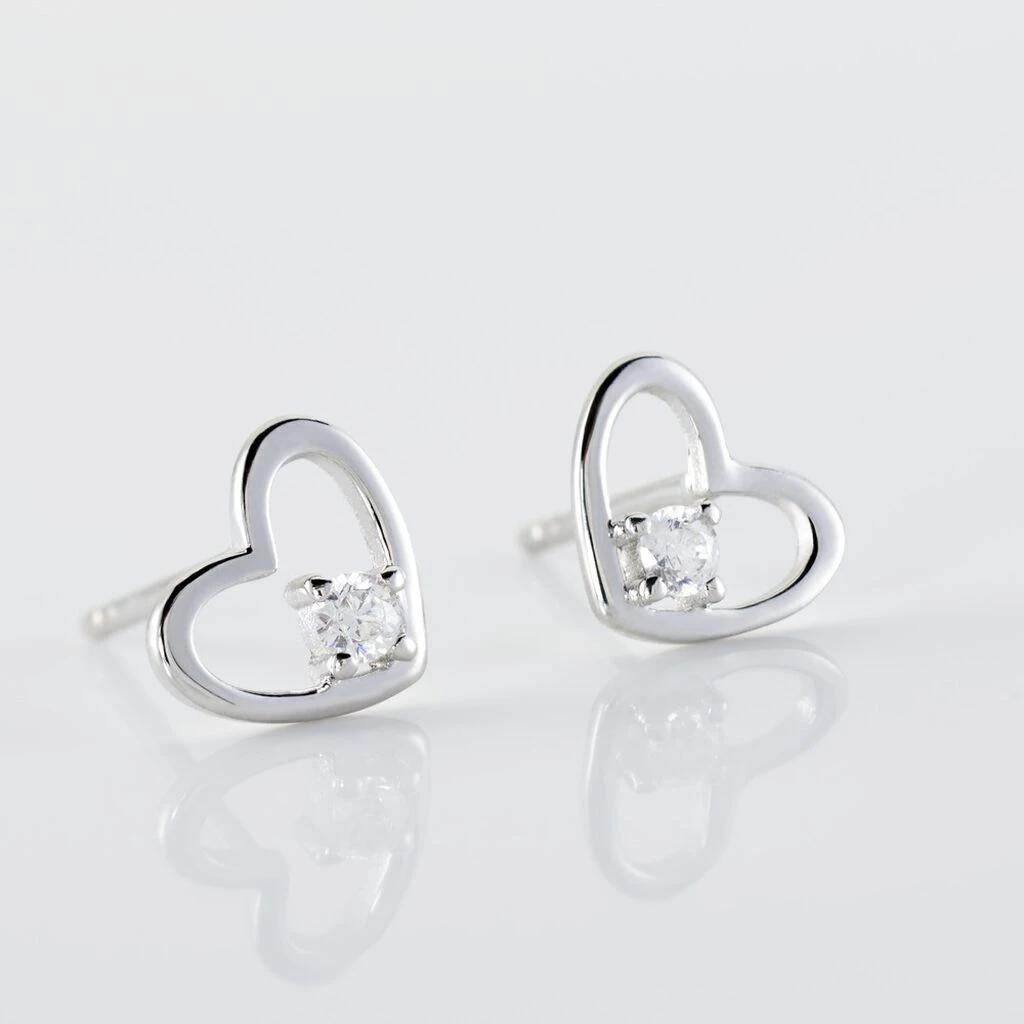Boucles D'oreilles Puces Argent Blanc Sabino Oxydes De Zirconium – Image 3