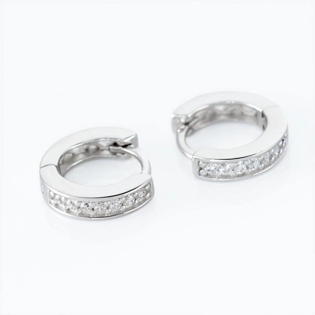 Créoles Alexa Argent Blanc Oxyde De Zirconium – Image 3