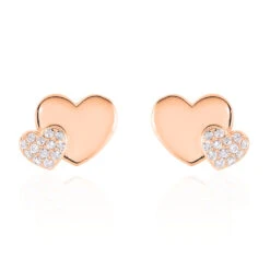 Boucles D'oreilles Puces Flamen Argent Rose Oxyde De Zirconium