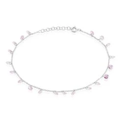 Chaîne De Cheville Carolaine Argent Blanc Oxyde De Zirconium