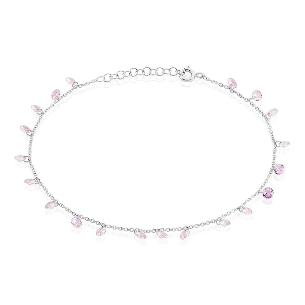 Chaîne De Cheville Carolaine Argent Blanc Oxyde De Zirconium