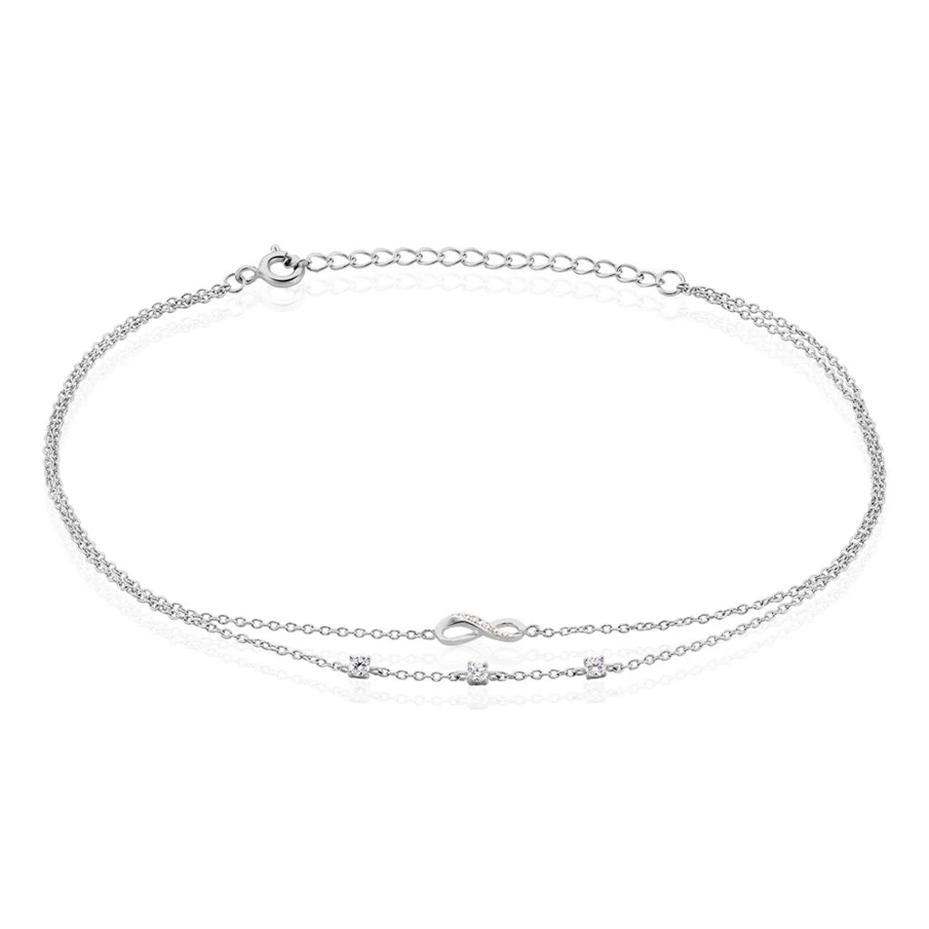 Chaîne De Cheville Aurelio Argent Blanc Oxyde De Zirconium