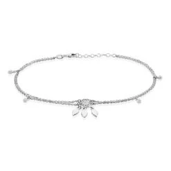 Chaîne De Cheville Argent Blanc Tangui Oxydes De Zirconium