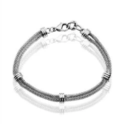 Bracelet Aleyna Maille Popcorn Acier Blanc