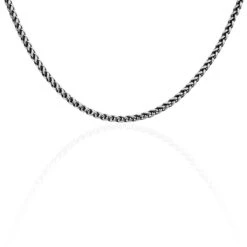 Collier Raph Maille Palmier Acier Gris