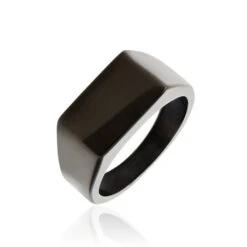 Chevalière Acier Noir Luciano