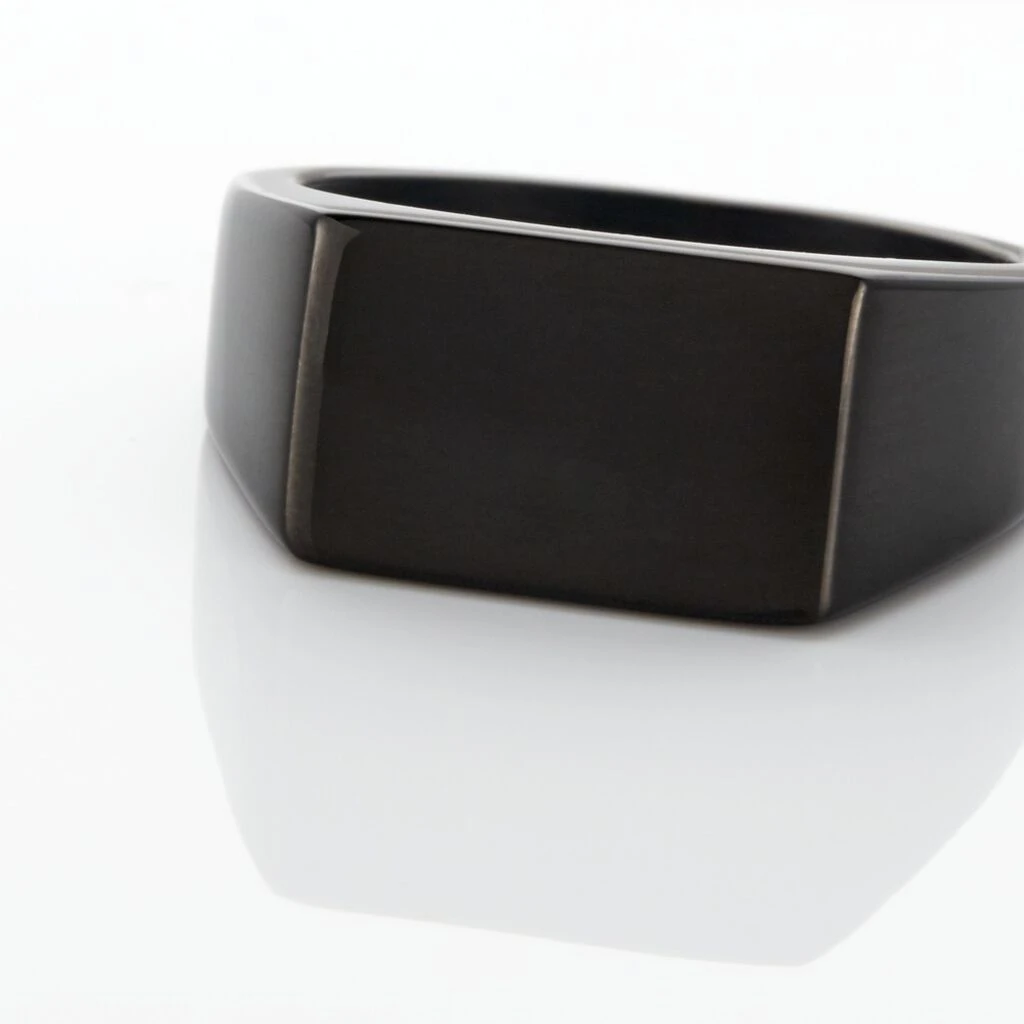 Chevalière Acier Noir Luciano – Image 4