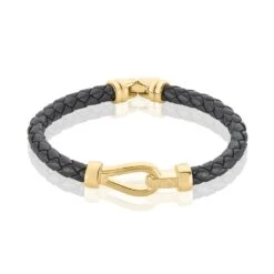 Bracelet Plaqué Or Steve Cuir