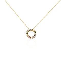 Collier Plaqué Or Jaune Ethem Pierres Multicolores