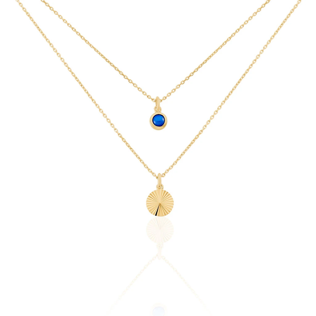 Collier Cartina Plaqué Or Jaune Pierre De Synthese