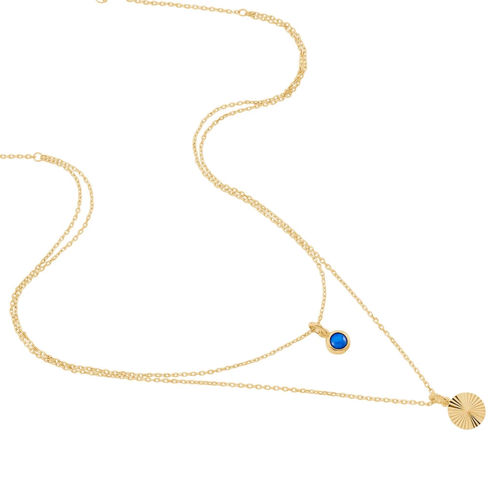 Collier Cartina Plaqué Or Jaune Pierre De Synthese – Image 2