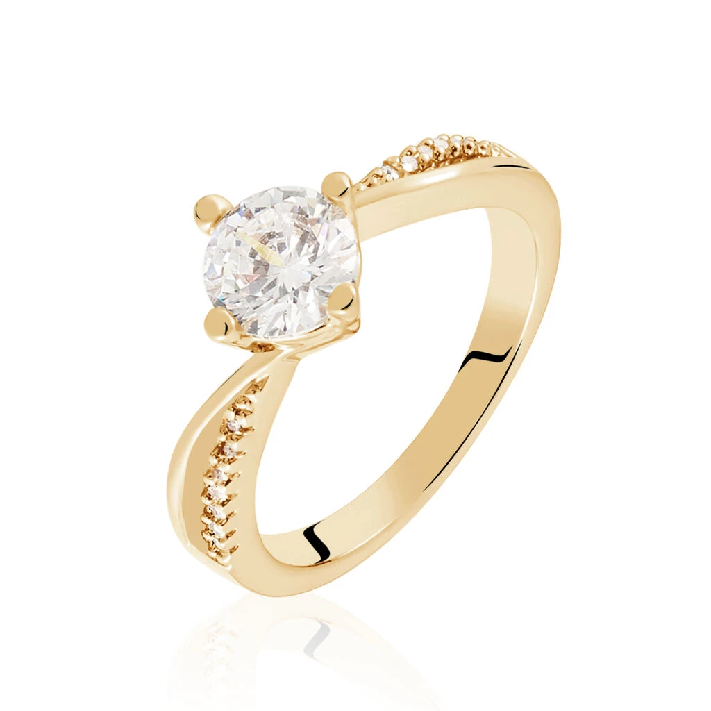 Bague Solitaire Sarah-lee Plaqué Or Jaune Oxyde De Zirconium