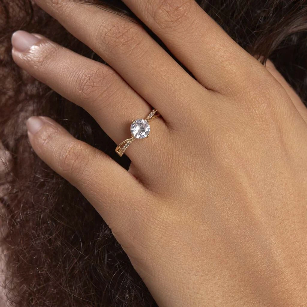 Bague Solitaire Sarah-lee Plaqué Or Jaune Oxyde De Zirconium – Image 6