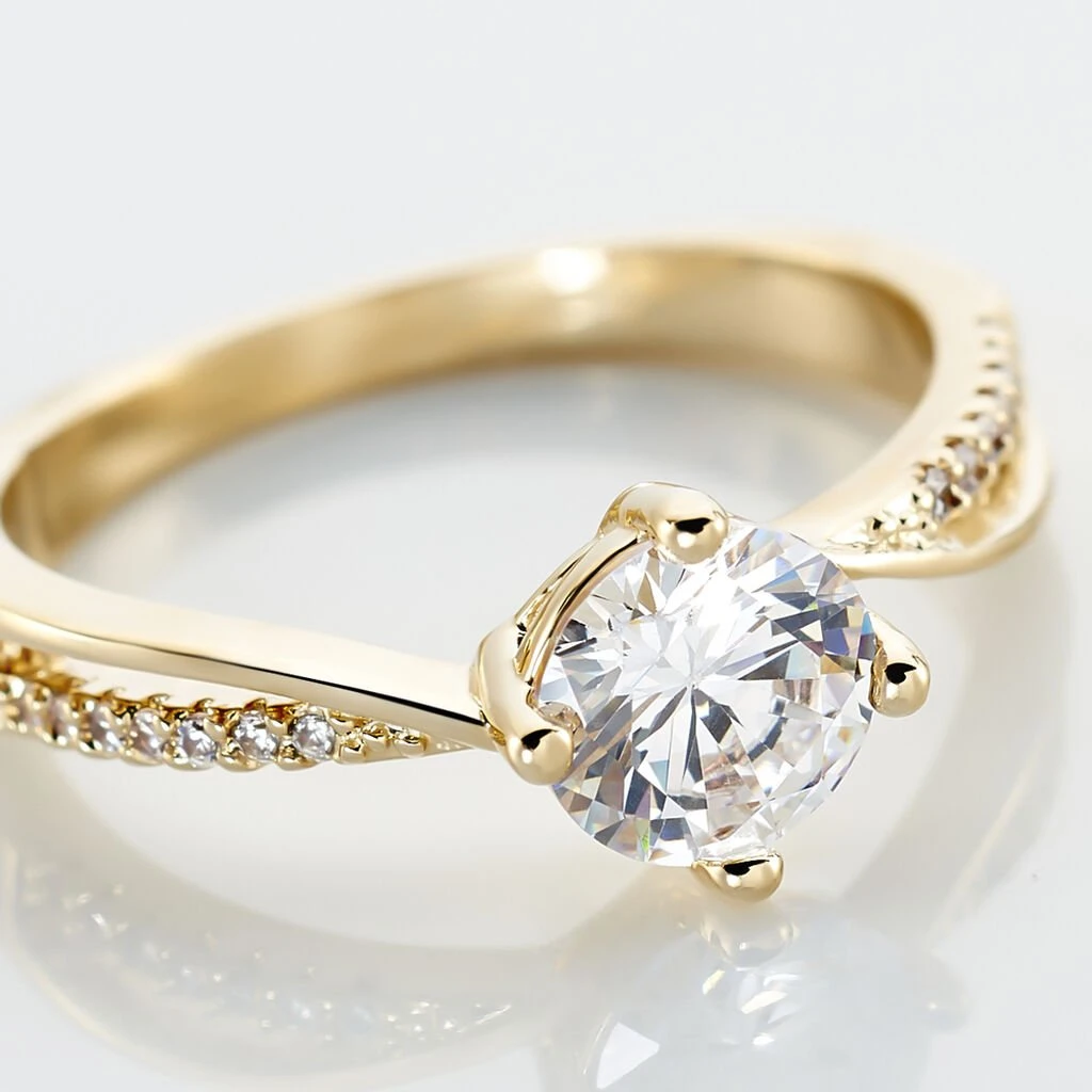 Bague Solitaire Sarah-lee Plaqué Or Jaune Oxyde De Zirconium – Image 4
