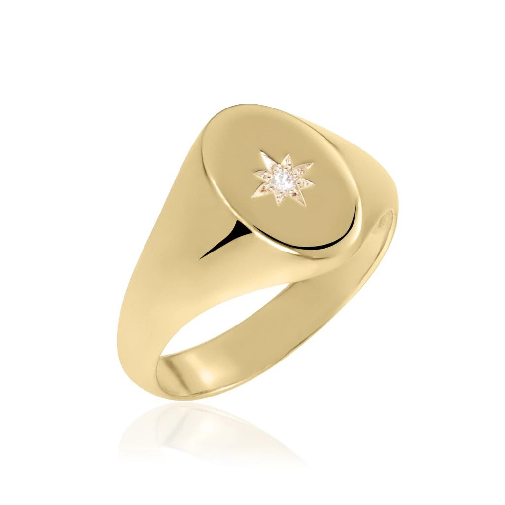 Chevalière Gwennen Plaqué Or Oxyde De Zirconium