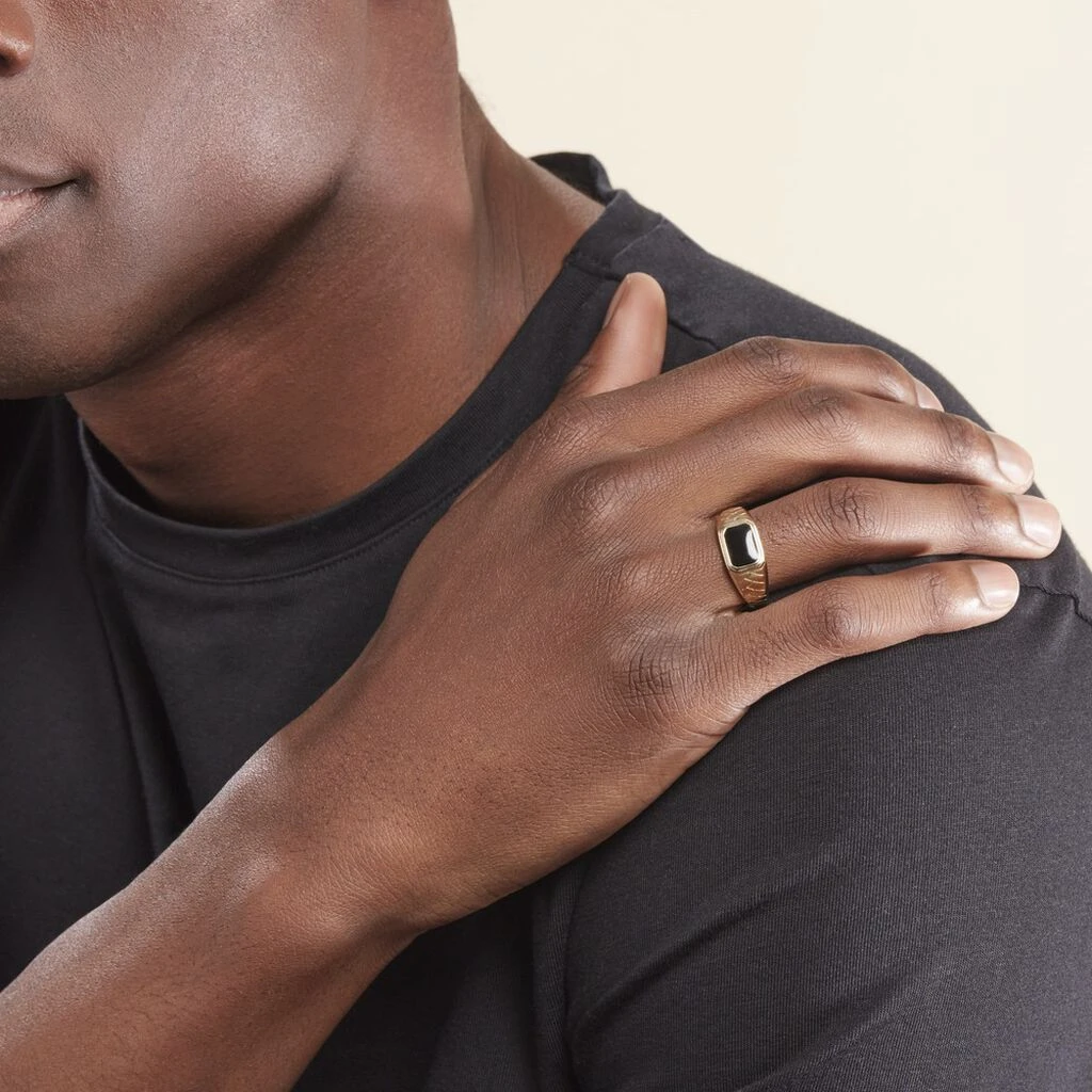 Chevalière Plaqué Or Jaune Steven Email Noir – Image 5