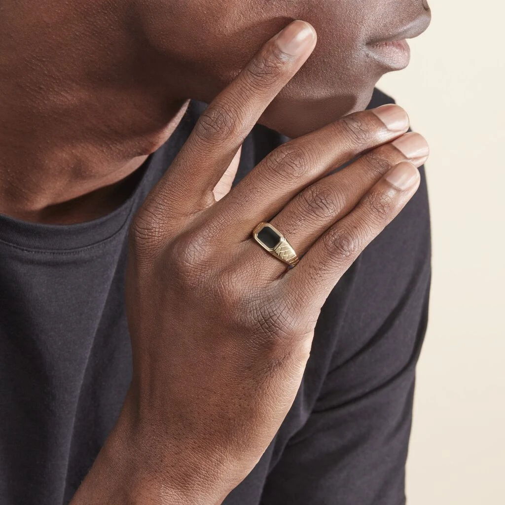 Chevalière Plaqué Or Jaune Steven Email Noir – Image 6