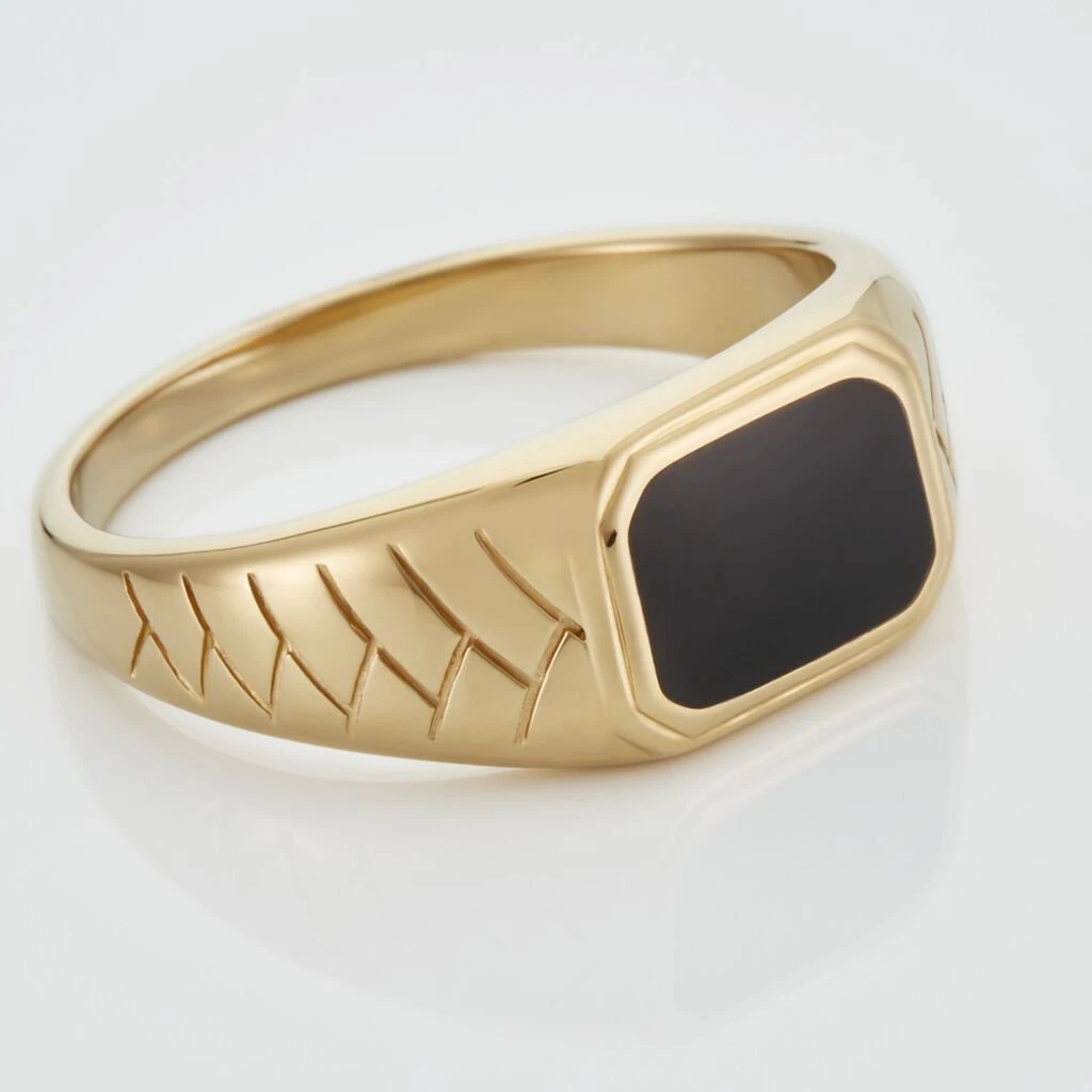 Chevalière Plaqué Or Jaune Steven Email Noir – Image 4