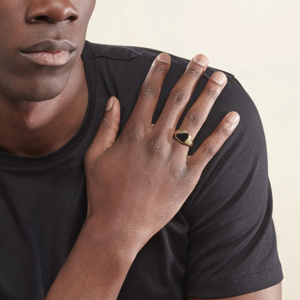 Chevalière Plaqué Or Jaune Nelson Email Noir – Image 5