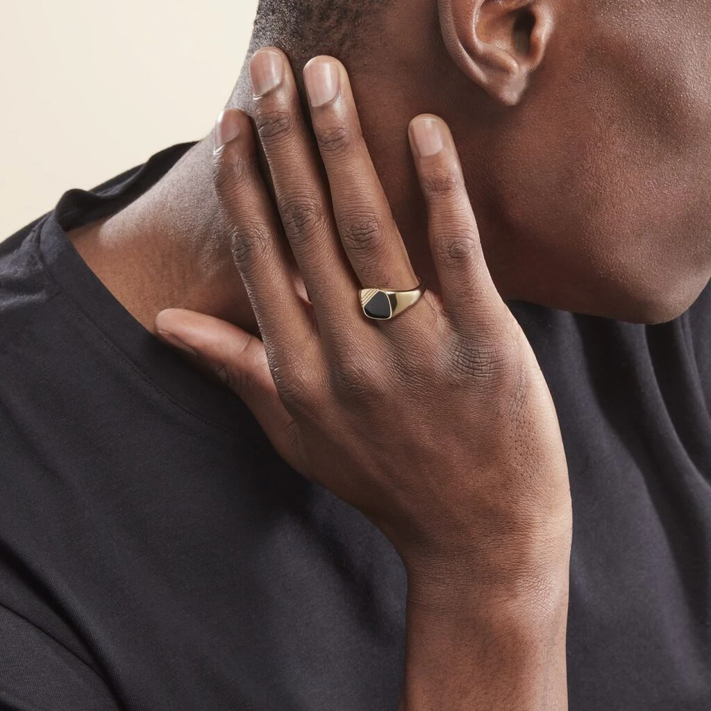 Chevalière Plaqué Or Jaune Nelson Email Noir – Image 6