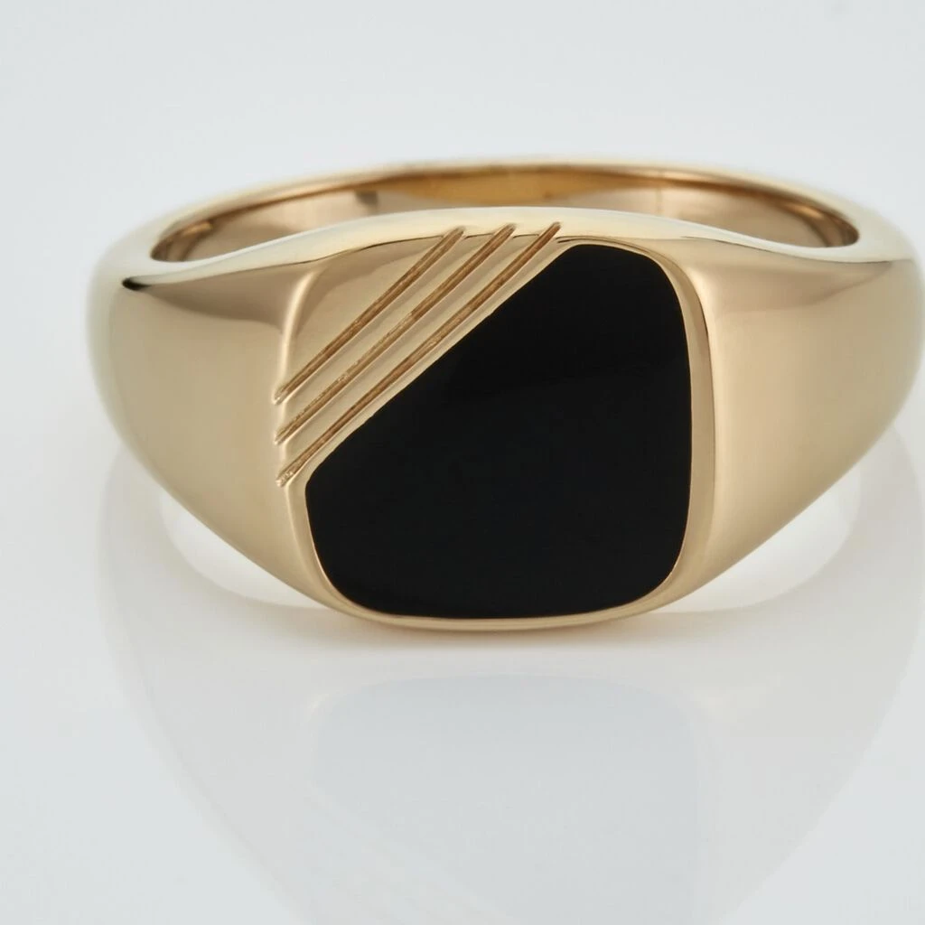 Chevalière Plaqué Or Jaune Nelson Email Noir – Image 4