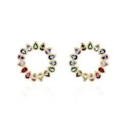 Boucles D'oreilles Pendantes Plaqué Or Jaune Ethem Pierres