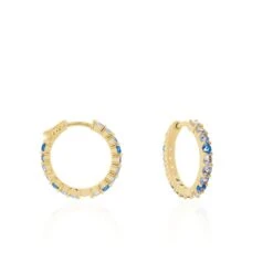 Créoles Zoelia Rondes Plaqué Or Jaune Pièrres De Synthèse