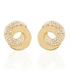 Boucles D'oreilles Puces Caitriona Plaqué Or Jaune Oxyde De Zirconium