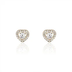 Boucles D'oreilles Puces Alais Plaqué Or Jaune Oxyde De Zirconium