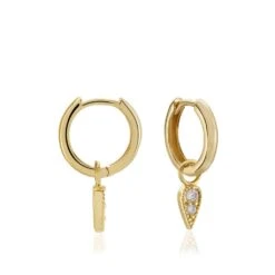 Créoles Plaqué Or Pawl Pampilles Ovales Oxydes De Zirconium