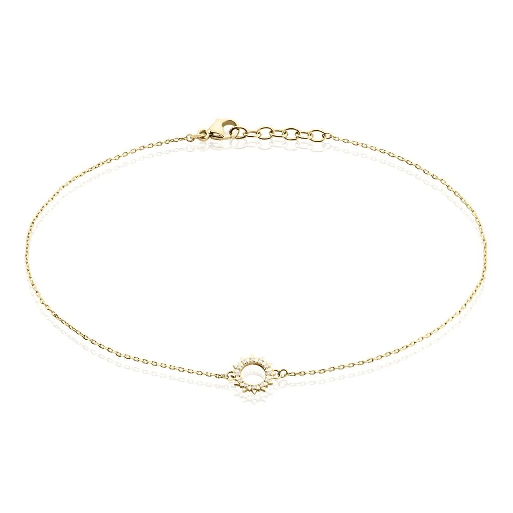 Chaîne De Cheville Aku Plaqué Or Doré Oxyde De Zirconium Blanc