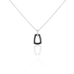Collier Argent Blanc Céramique Et Oxyde De Zirconium
