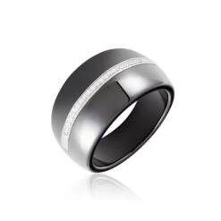 Bague Ceramik Design Argent Blanc Oxyde De Zirconium Et Céramique