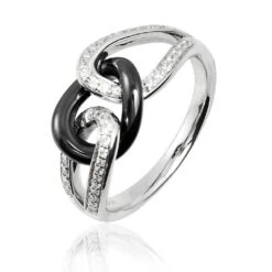 Bague Fatema Argent Blanc Céramique Et Oxyde De Zirconium