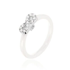 Bague Nessrin Argent Blanc Céramique Et Oxyde De Zirconium
