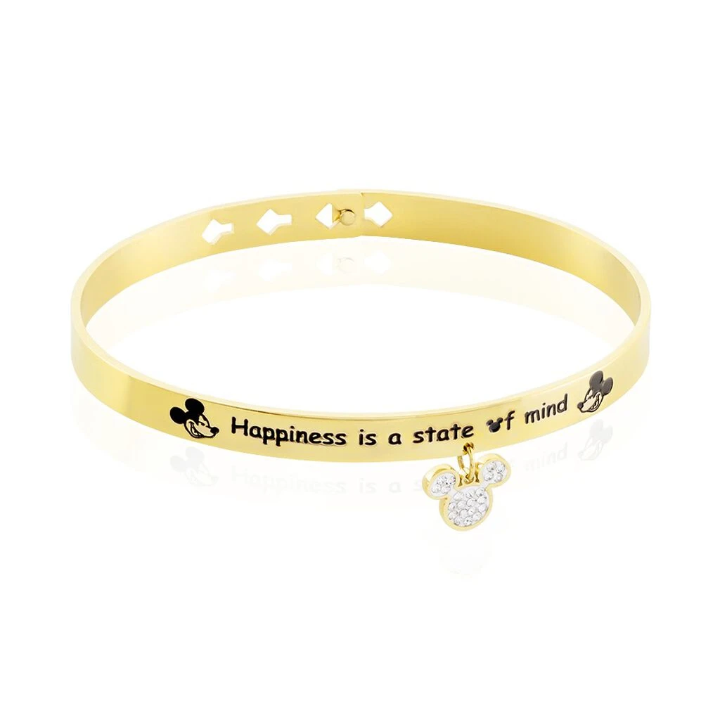Bracelet Jonc Disney Acier Doré Cristaux