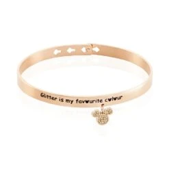 Bracelet Jonc Disney Acier Doré Rose Cristaux