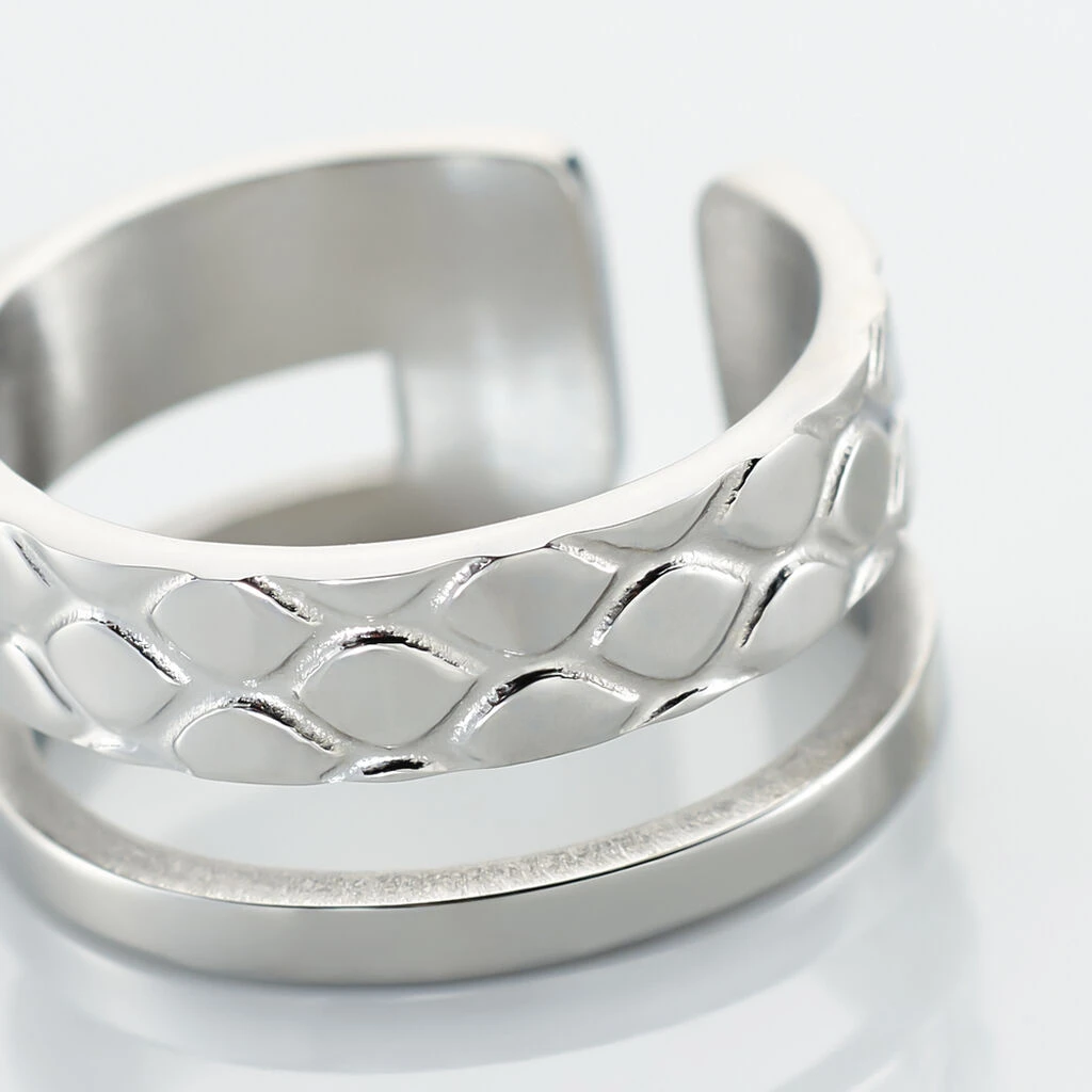 Bague Ajustable Abram Acier Blanc – Image 4